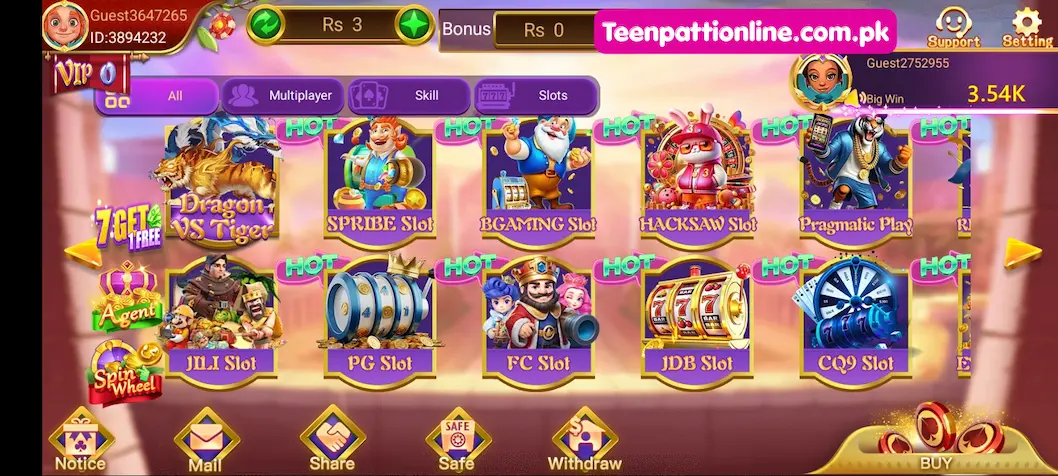Popular games in teen patti online